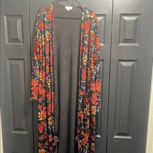 LuLaRoe Floral Cardigan - Black and Red